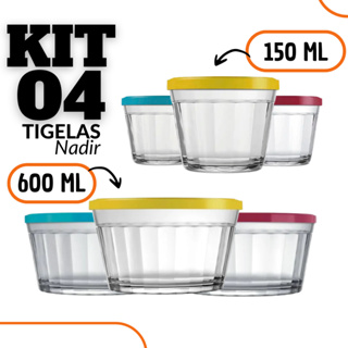 Tigela de Vidro  kit 04 Potes- Cores Sortidas 150ml/600ml  nadir Figueiredo em Oferta na Shopee