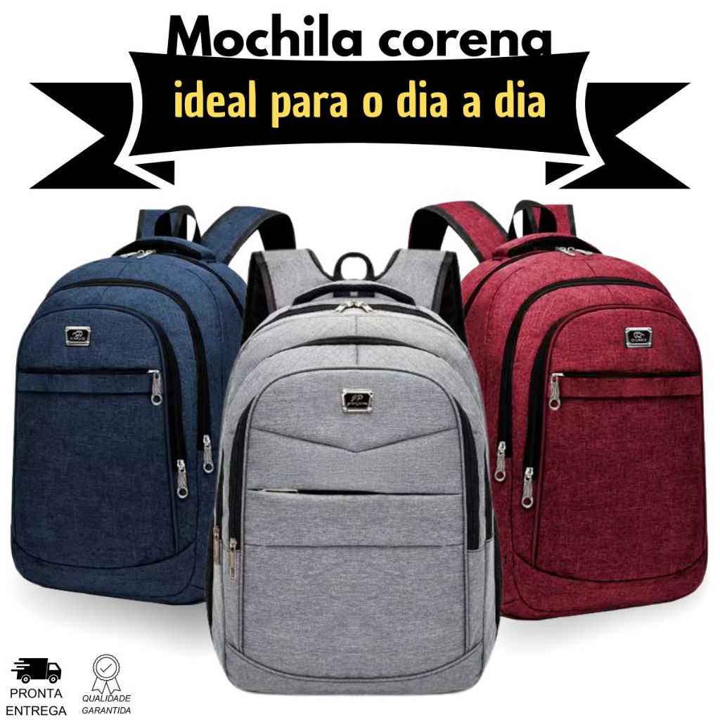 Mochila Escolar Viagem Resistente Coreana Masculina Feminina Colorida