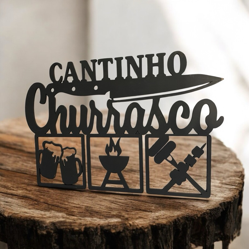 Plaquinha Cantinho do churrasco em MDF 3mm pintado