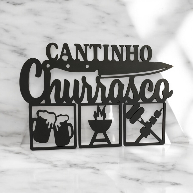 cantinho do Churrasco placa de MDF 3mm com fita dupla face não pequeno no tamanho bom