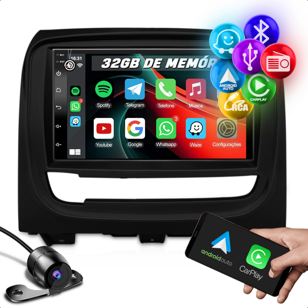 Multimidia Universal Android Carplay Bluetooth 7 Polegadas Moldura Palio Strada Siena Weekend