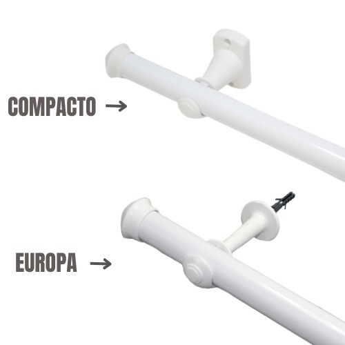 Varão de Cortina 2,50 Metros 28mm Branco Compacto / Europa