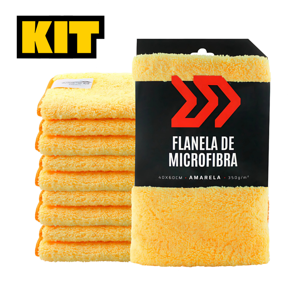 Kit Flanela de Microfibra Amarela 40x60CM 350GSM