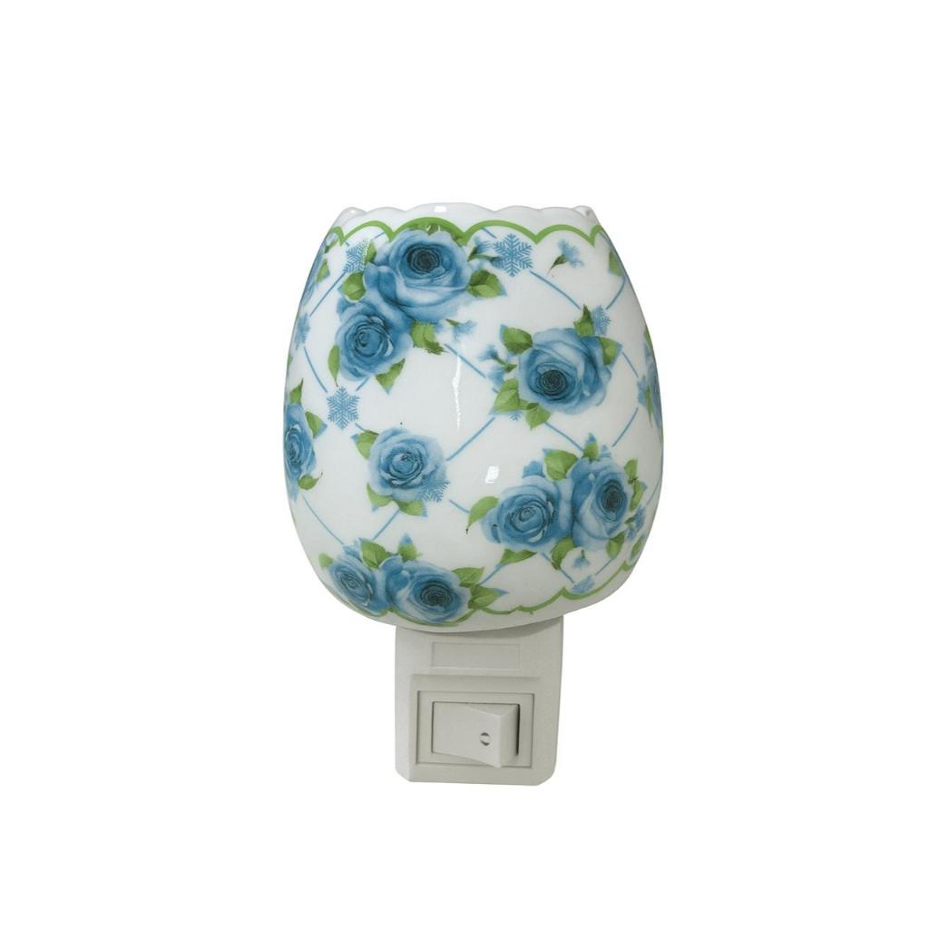 Difusor Elétrico de Aromas Cerâmico com Design Florl  Azul– Elegância e Perfume para seu Ambiente  - 110V