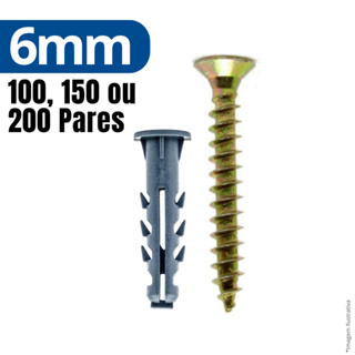 Parafusos e Buchas 6 com Anel Aba Philips 6mm Fixação Parede Parafuso 6 Kit 100 Buchas em Oferta na Shopee