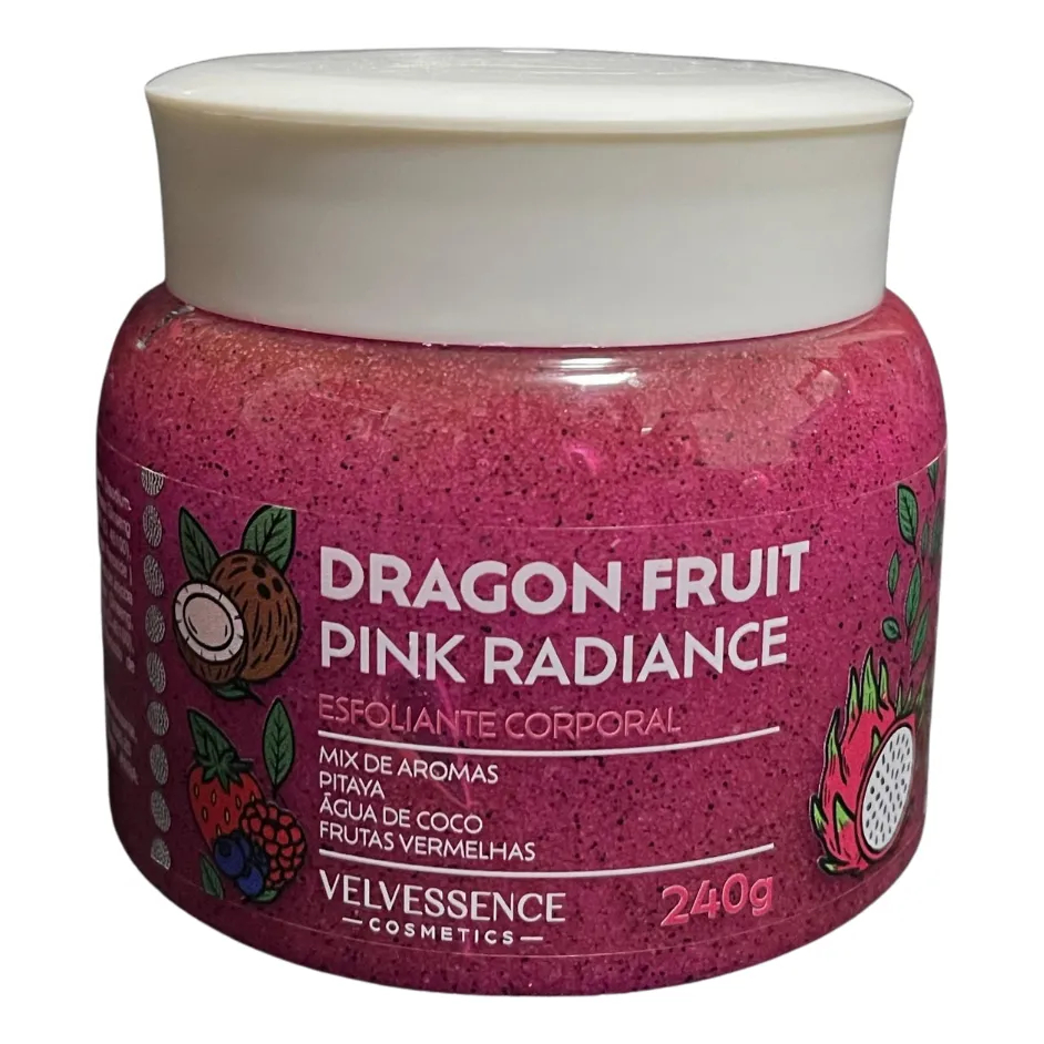 Esfoliante Corporal Velvessence Cosmetics 240g - Melancia, Pitaya ou Pêssego com ação hidratante