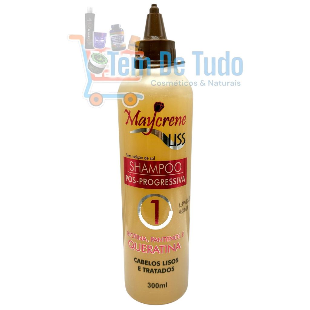 Shampoo Maycrene Liss Pós-Progressiva 300ml – Com Queratina, Biotina e Pantenol