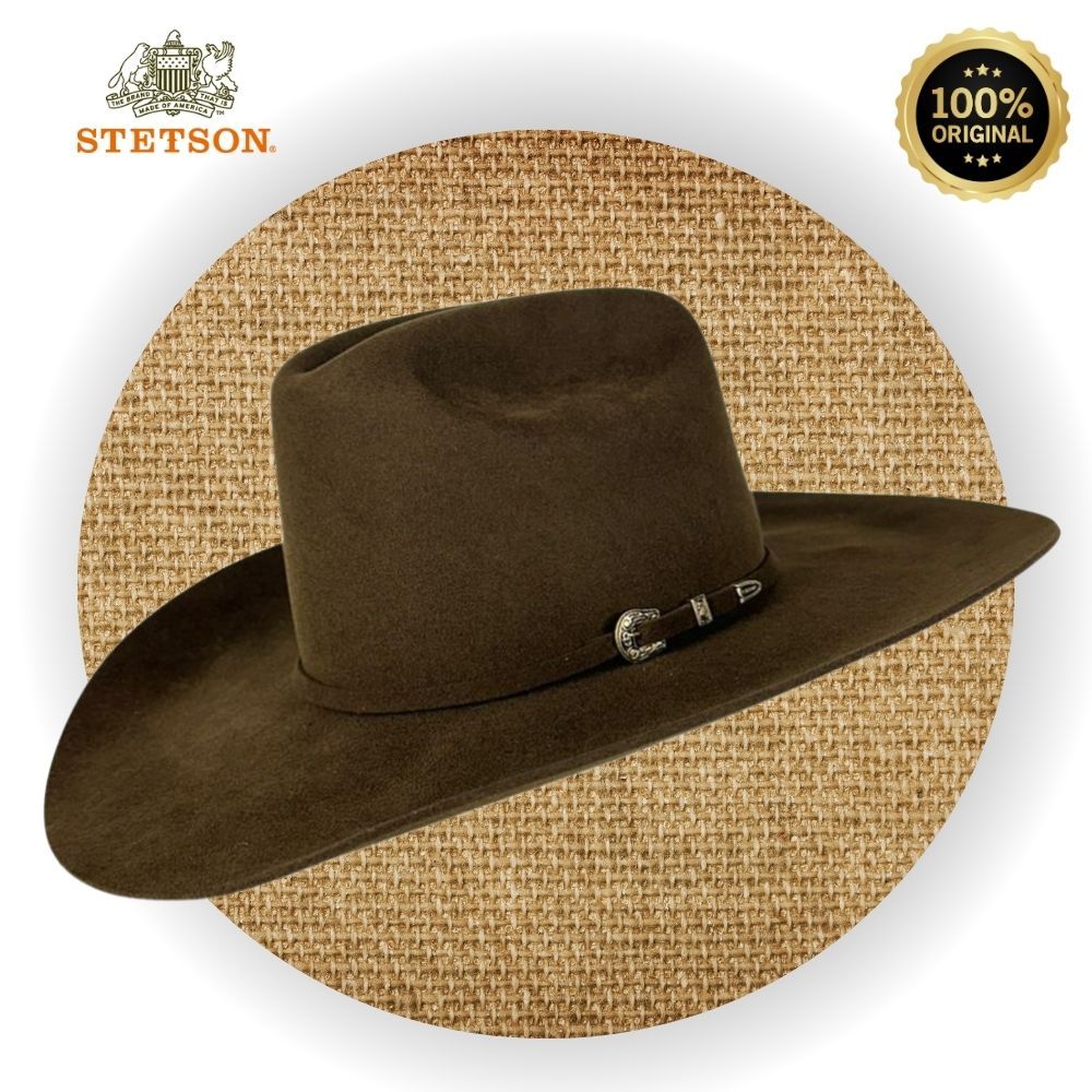 Chapéu Country Pelo De Lebre Marrom Stetson Original Carneira De Couro Tradicional