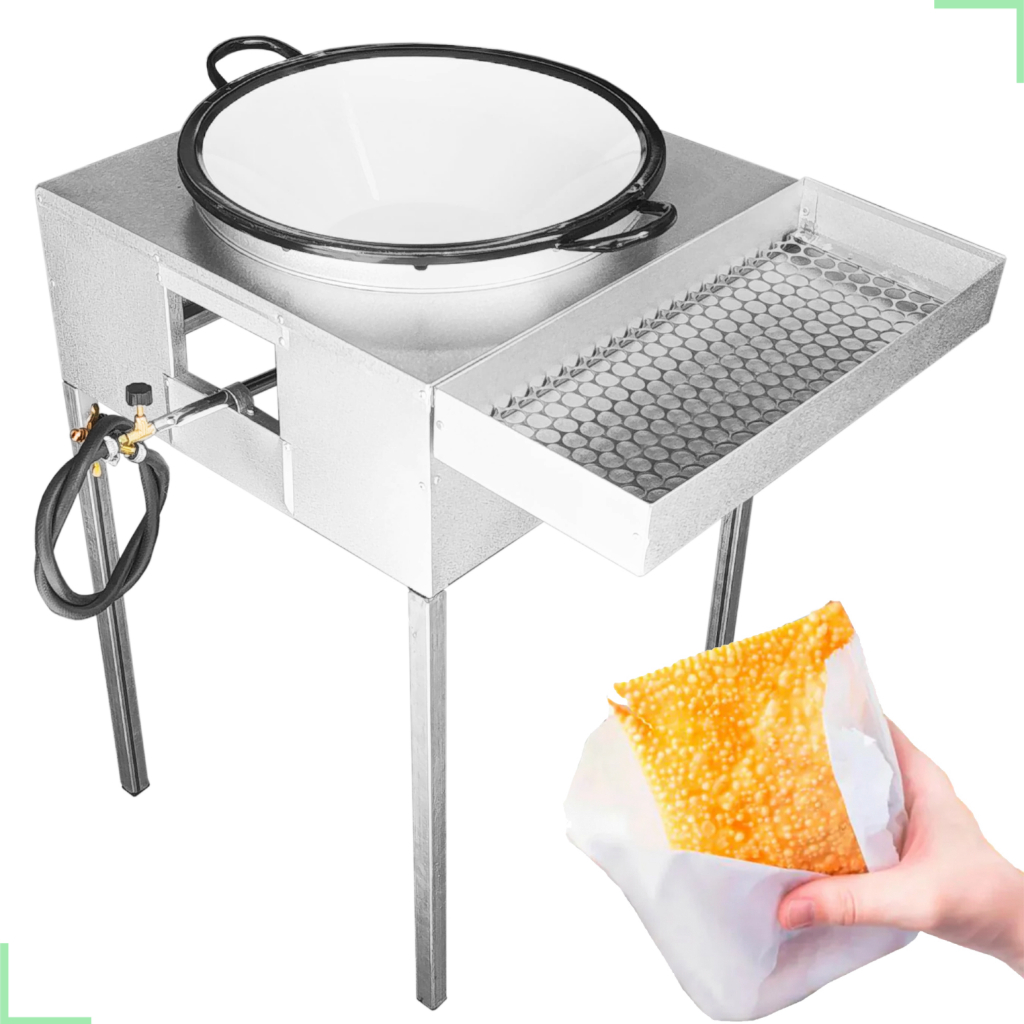 Fogão Fritador Pasteleiro Fritadeira Galvalume Com Tacho 18 20 22 Escorredor em Oferta na Shopee