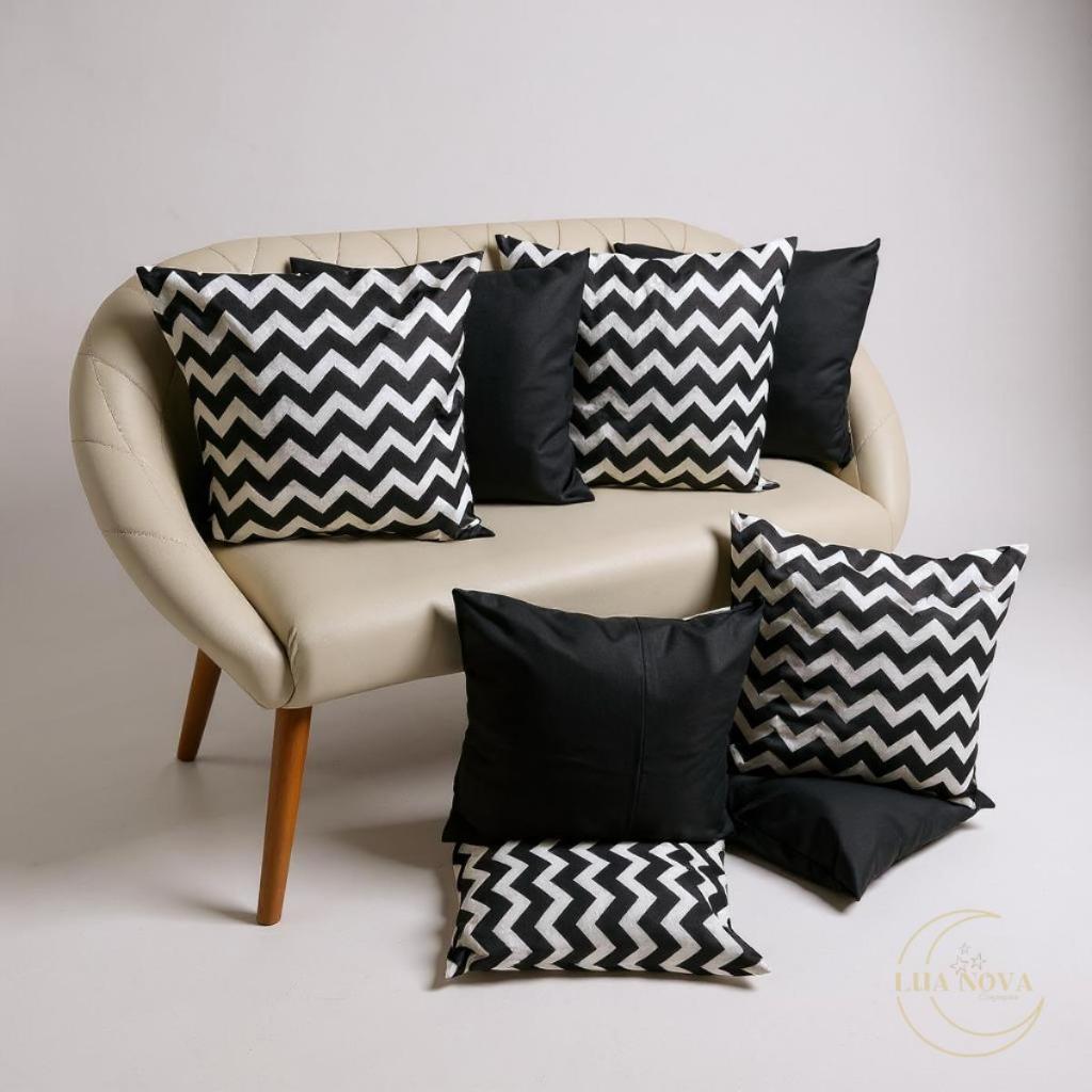 KIT COM 8 ALMOFADAS DECORATIVAS CHEIAS  COM ENCHIMENTO E CAPAS 45X45cm