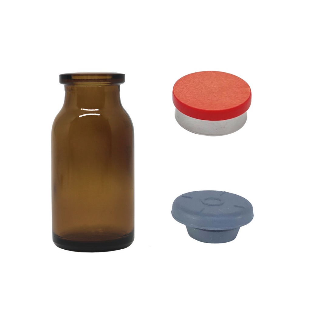 Frasco Penicilina Âmbar 10ml C/ Borracha E Selo ( 20 Unidades)