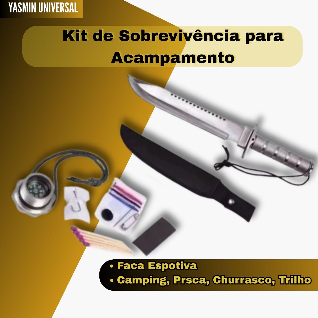 Faca  Esportiva Camping Pesca Churrasco Facão Rambo