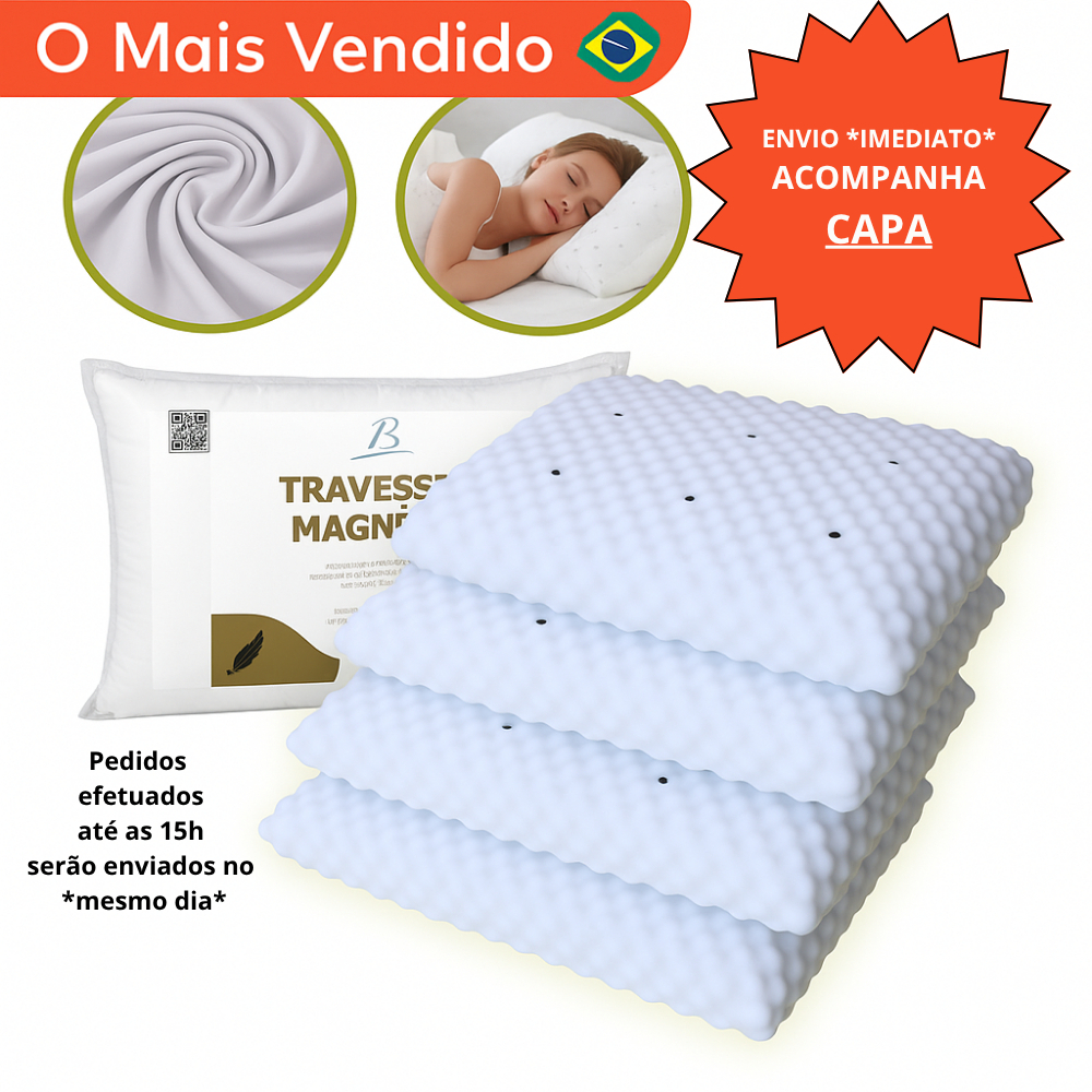 KIT Travesseiro Magnético Anti Ronco Alivia Dor Ortopédico Massageador Anatomico ENVIO IME...