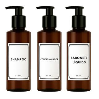 Kit de Viagem Frasco 250ml Organizador de Banheiro Lavabo Sabonete Líquido Shampoo Condicionador