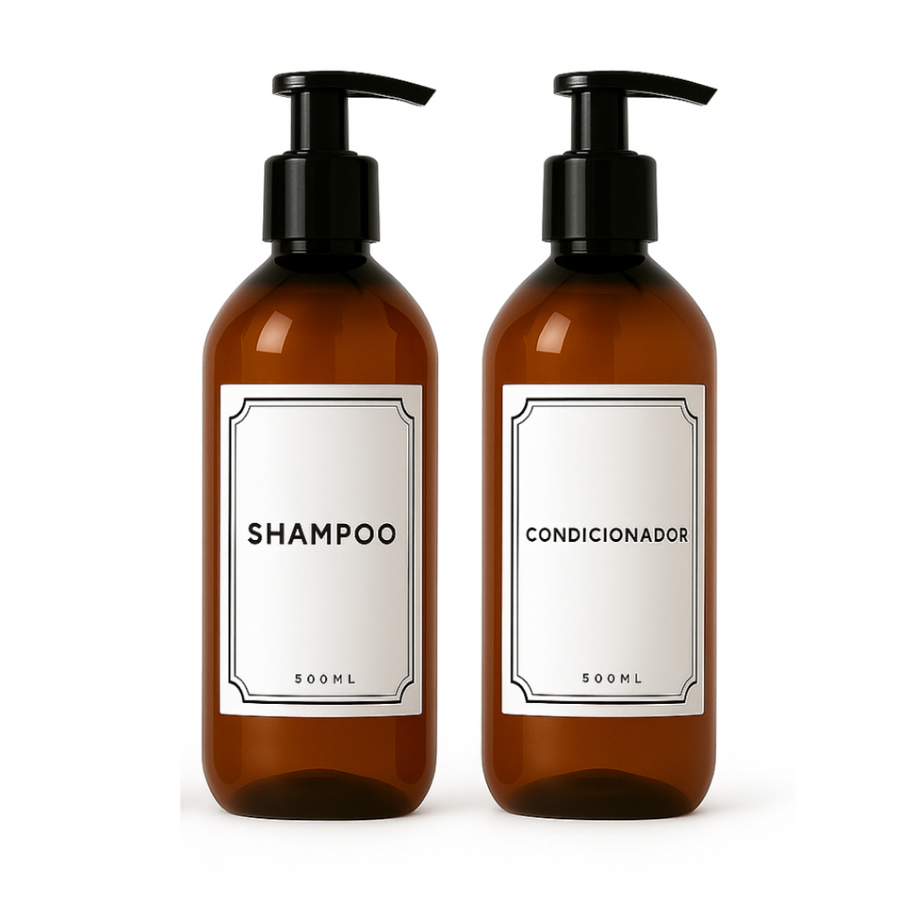 Kit Banho Banheiro Shampoo Condicionador 500ml Pump (2 Un)