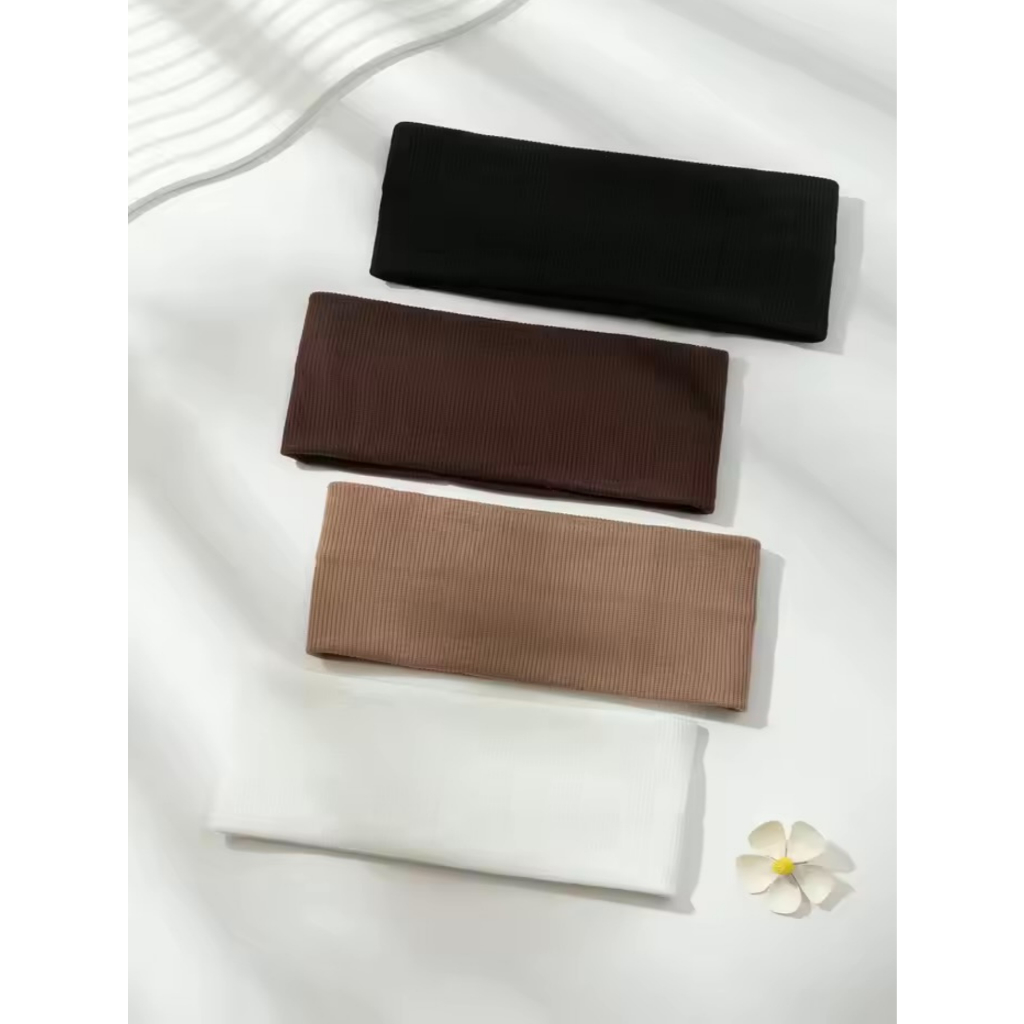 Faixa De Cabelo Unissex Testeira Tiara Elástica Gringa Premium Canelada Preto Marrom Academia Fit Estética