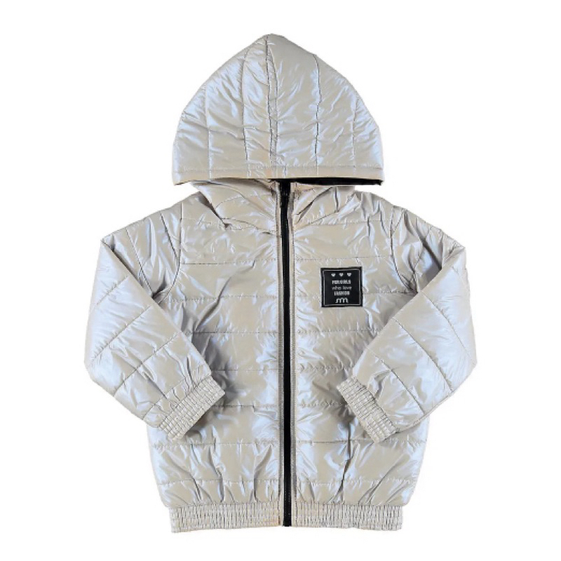 Jaqueta Infantil Menina Feminino Puffer Prata com Manta Acrilica Marlan