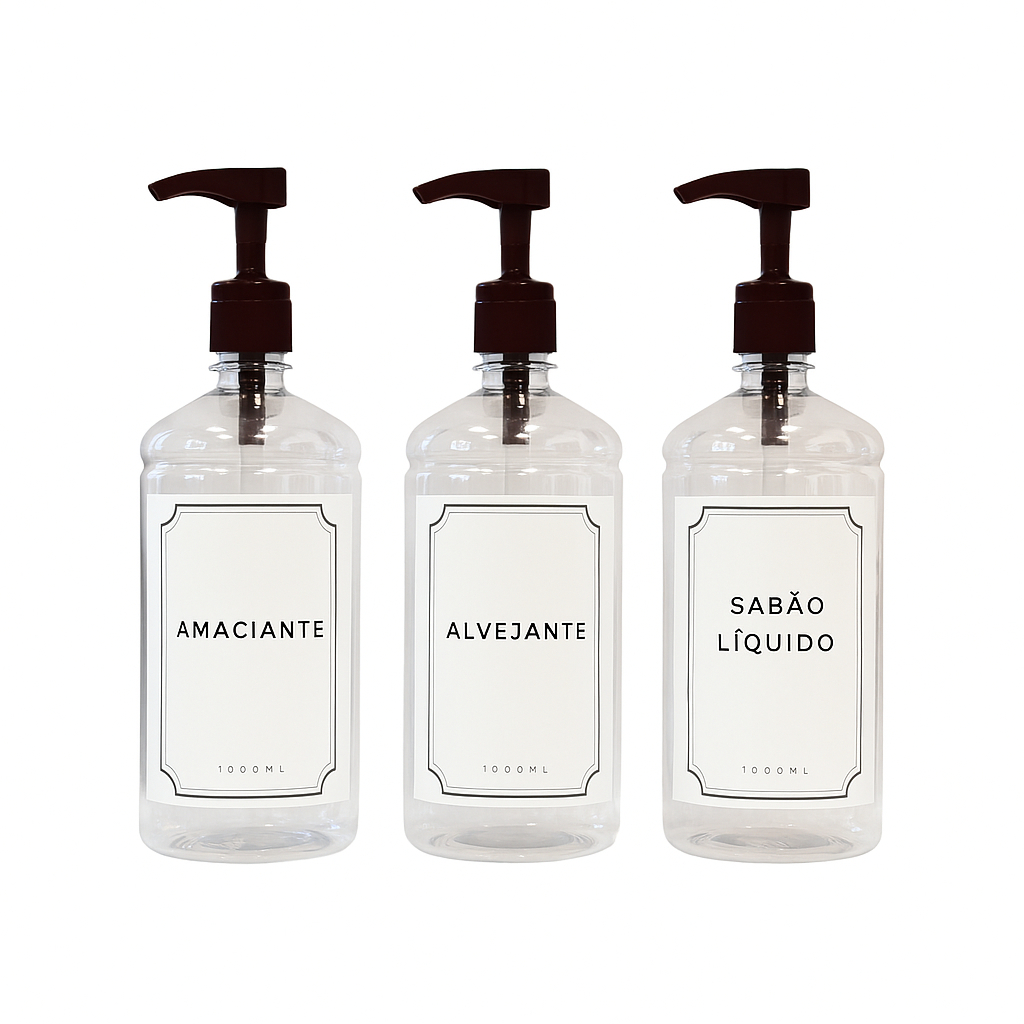 Kit 3 Peças Lavanderia Luxo Âmbar Organização Alta Vazao