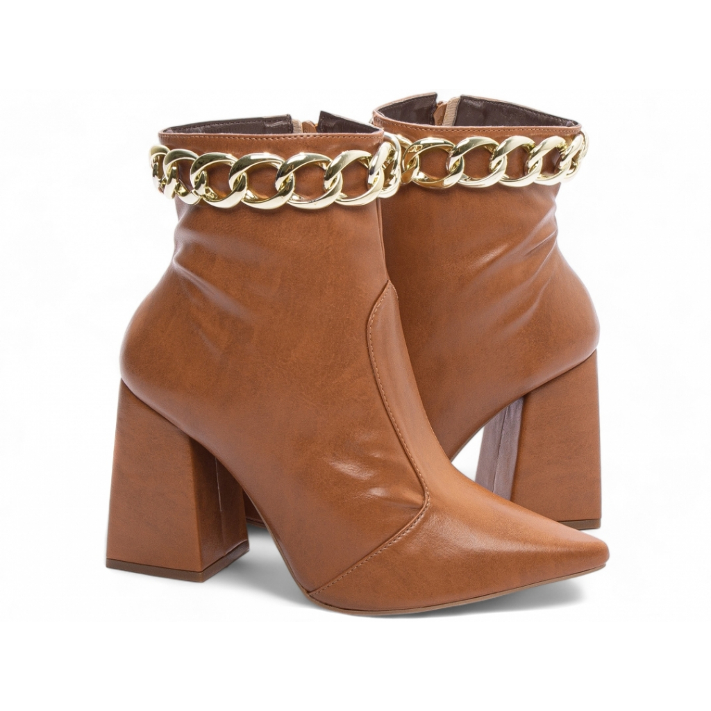 Bota Feminina Cano Curto Salto 10cm Bico Fino
