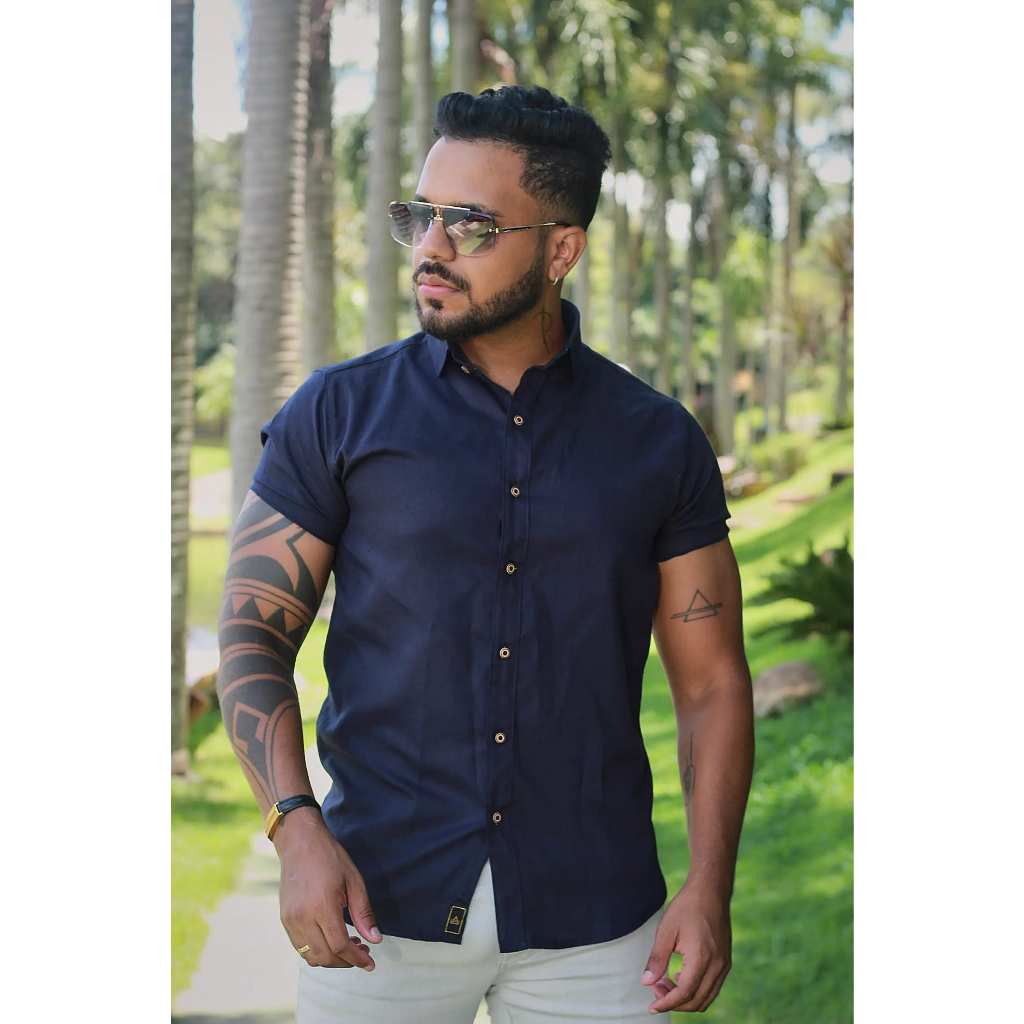 Camisa Masculina de Linho Casual Social Elegante para Verão com Tecido Leve e Fresco