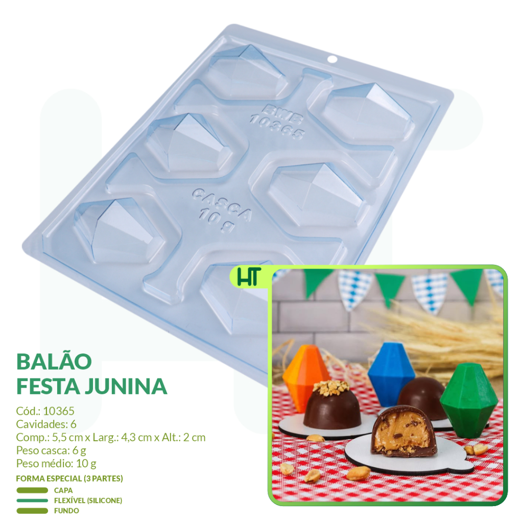 Forma para Chocolate - Balão de Festa Junina BWB 10365 - Doces Finos e Doces Gourmet