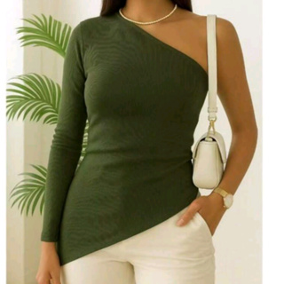 Blusa Feminina Nula Manca Manga Longa Assimétrica Manga Canelado em Oferta na Shopee