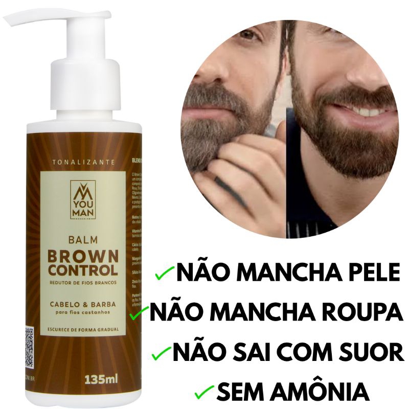 Escurecedor de Barba e Cabelo Castanho | Efeito Gradual Sem Amônia Para Fios Grisalhos