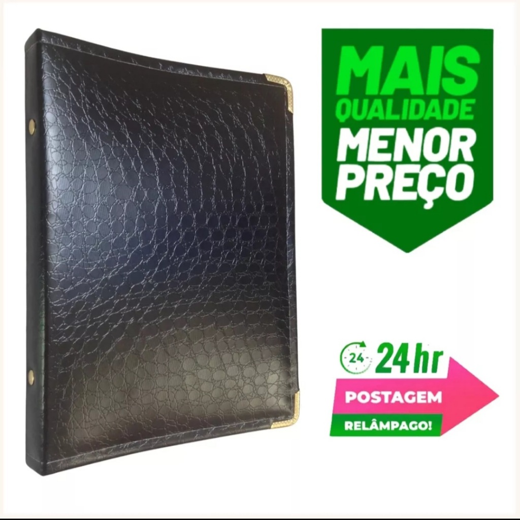 Kit 5 Pasta Para Hinos Hinário Coral Louvores Grupo Igreja Catálogo Promoção (Kit5 N4 Preta Croco)