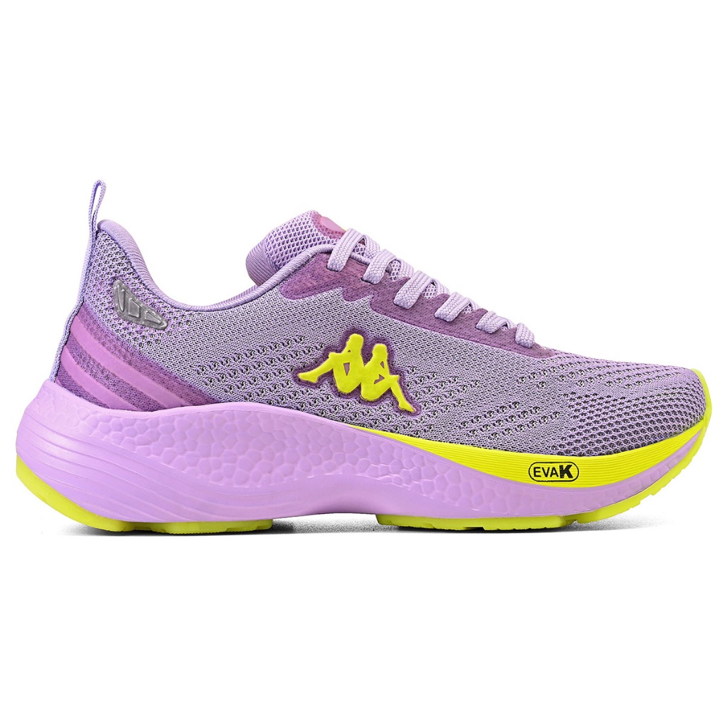 Tênis Kappa Pulse Feminino Original Lilás Amarelo Casual Confortável Macio - Sports & Outdoors