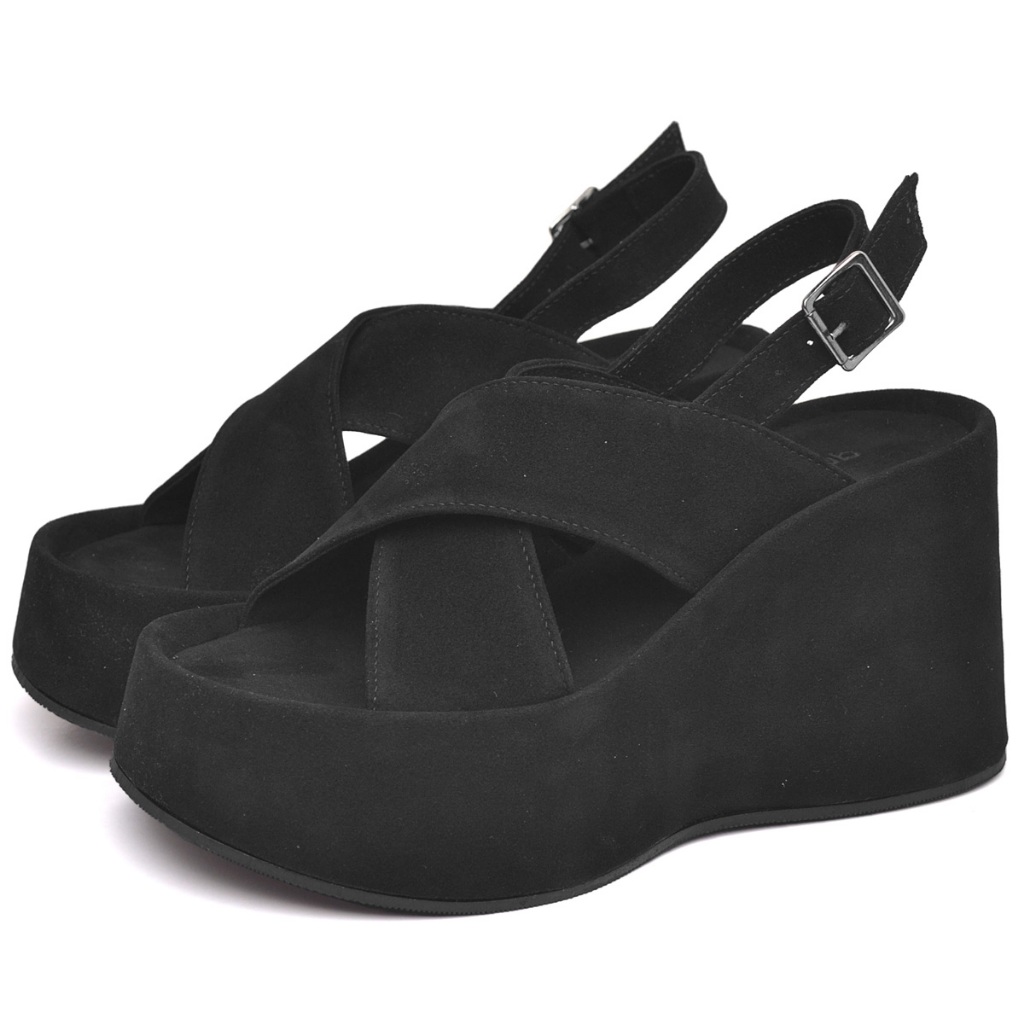 Sandália Tamanco Feminino Plataforma Camurça Preto Original Dubuy Kora 2106DB em Oferta na Shopee