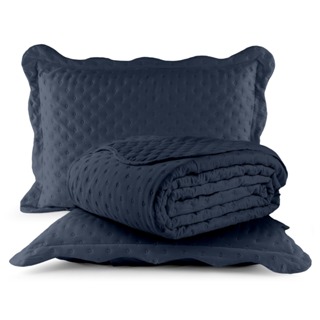 Kit Cobreleito Colcha Queen 240x260 Micropercal - 200 Fios Toque Macio Com 02 Porta Travesseiros Com Abas em Oferta na Shopee