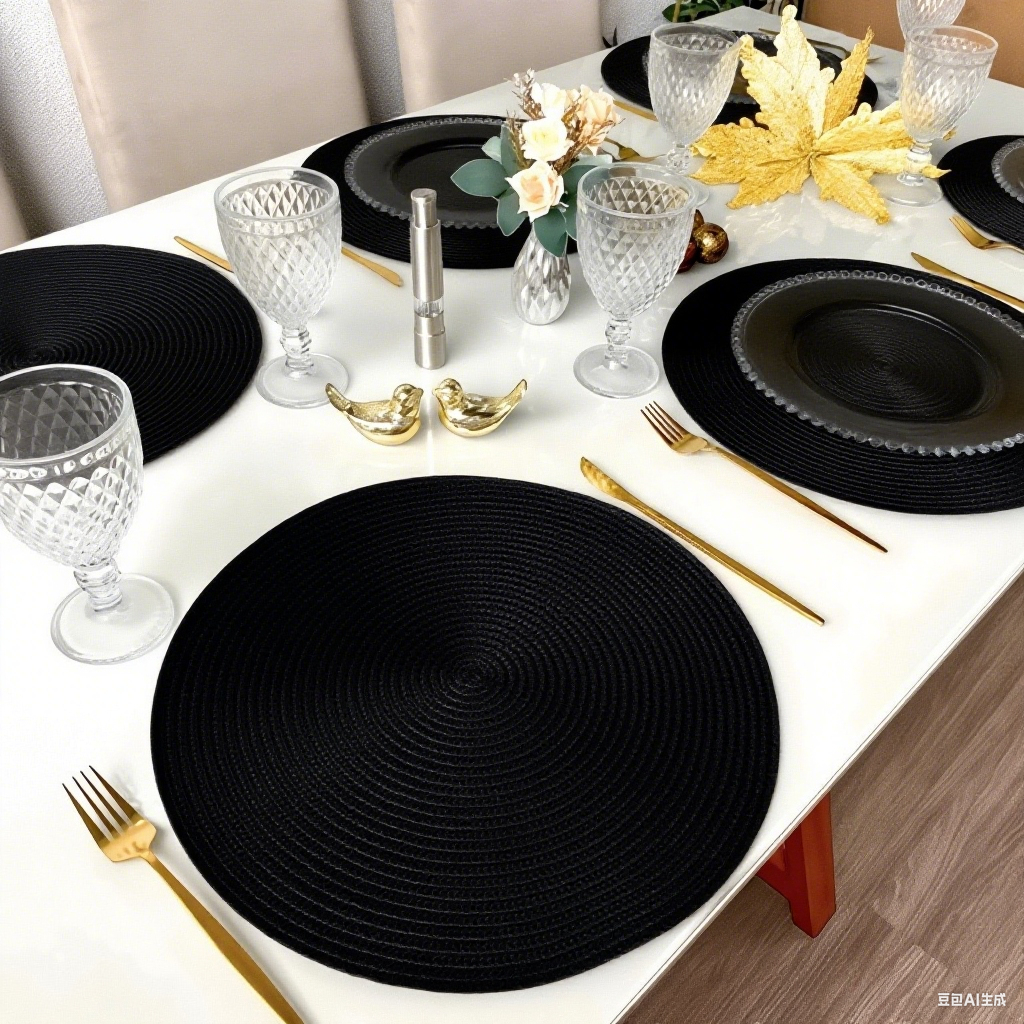 Jogo Americano 4 Unidades Redondo Jantar para Mesa Posta, Descanso de Prato