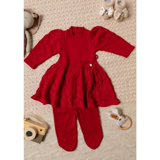 Conjunto Vestido Calça Pingente Perola Récem Nascido Tricô infantil Bebê Menina  RN em Oferta na Shopee