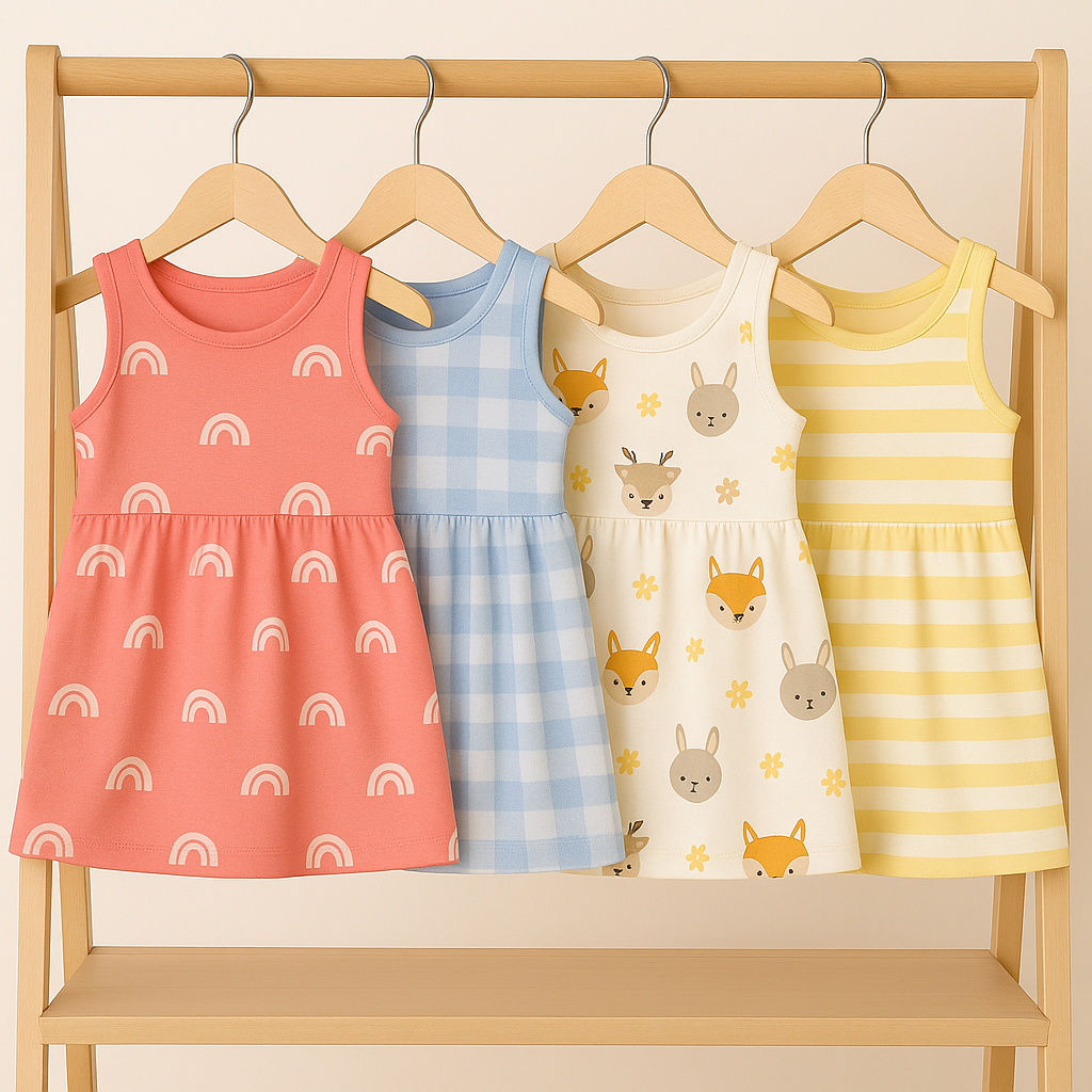 Kit 2 Vestido Infantil Menina Verão Estampados Confortável Mais Barato 1 ao 8 Anos Lançamento em Oferta na Shopee