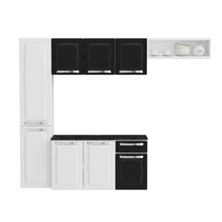 Cozinha Completa de Aço Itatiaia Pratika 4 Peças 8 Portas 1 Gaveta 210cm Branco/Preto em Oferta na Shopee