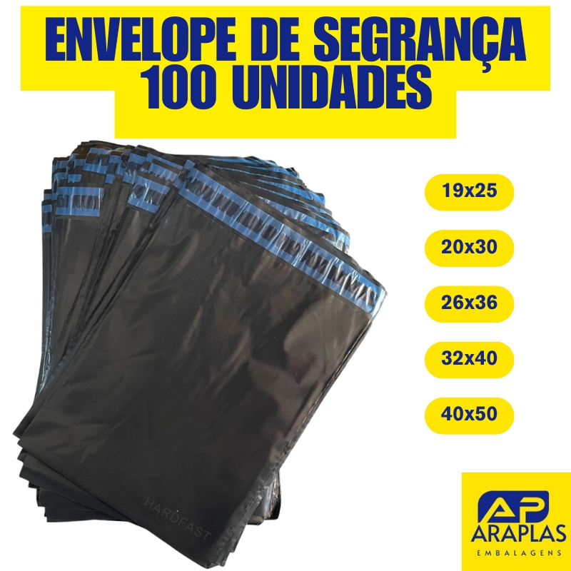 Envelope de Segurança 100 Unidades  19x25 20x30 26x36 32x40 40x50 Embalagem de Envio Eco Aba Adesiva