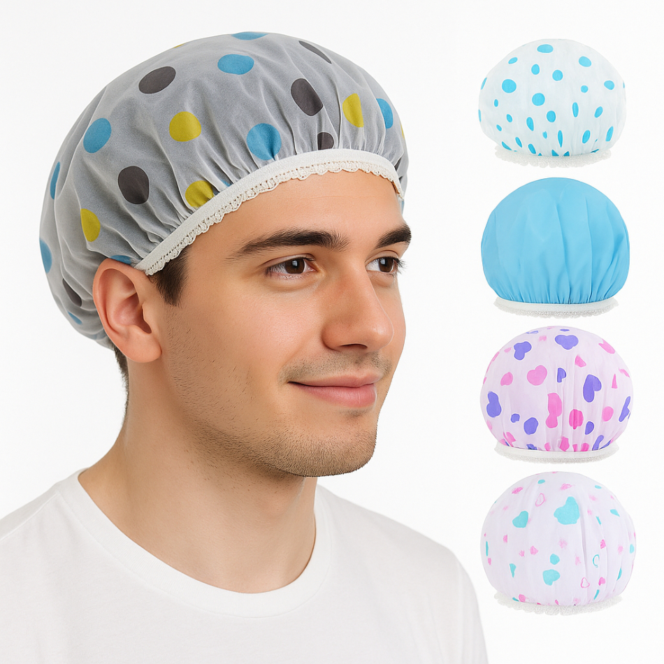 Kit 1/2/3 Touca Plástica de Banho Descartável – Proteção Higiene Trabalho Saúde Tratamento Cuidado