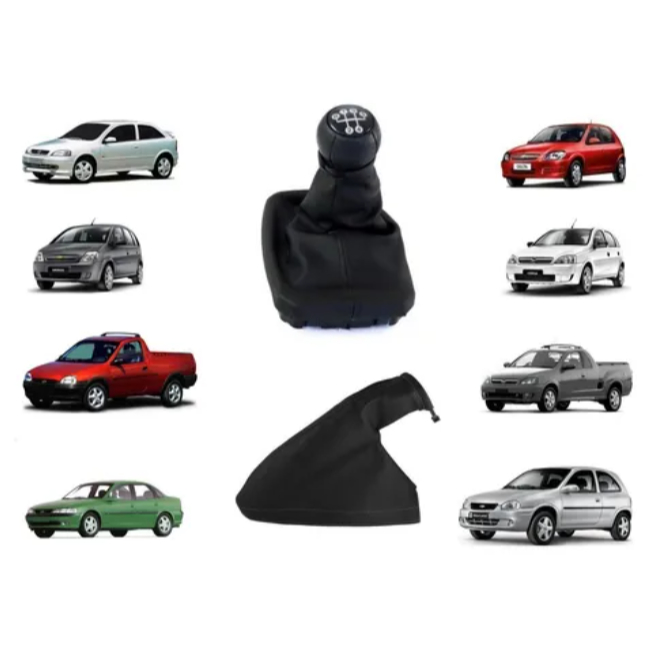 Kit Coifa Alavanca + Manopla Bola De Cambio + Coifa Freio De Mão Sem base Corsa Celta Vectra Prisma