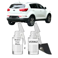 Tinta Tira Risco Automotivo Branco Solido Clear White Kia Sportage/Sorrento + Verniz 10ml