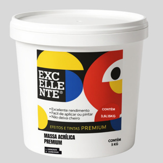 Massa Acrílica 5kg  Externo e Interno Branca Qualidade Acabamentos Excellente em Oferta na Shopee