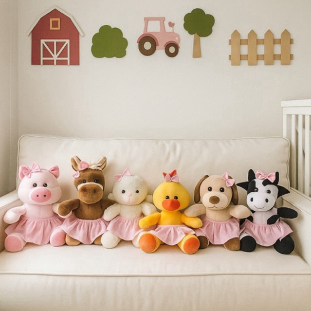 Bicho Pelúcia Fazendinha Menina Rosa - 1 Unidade em Oferta na Shopee