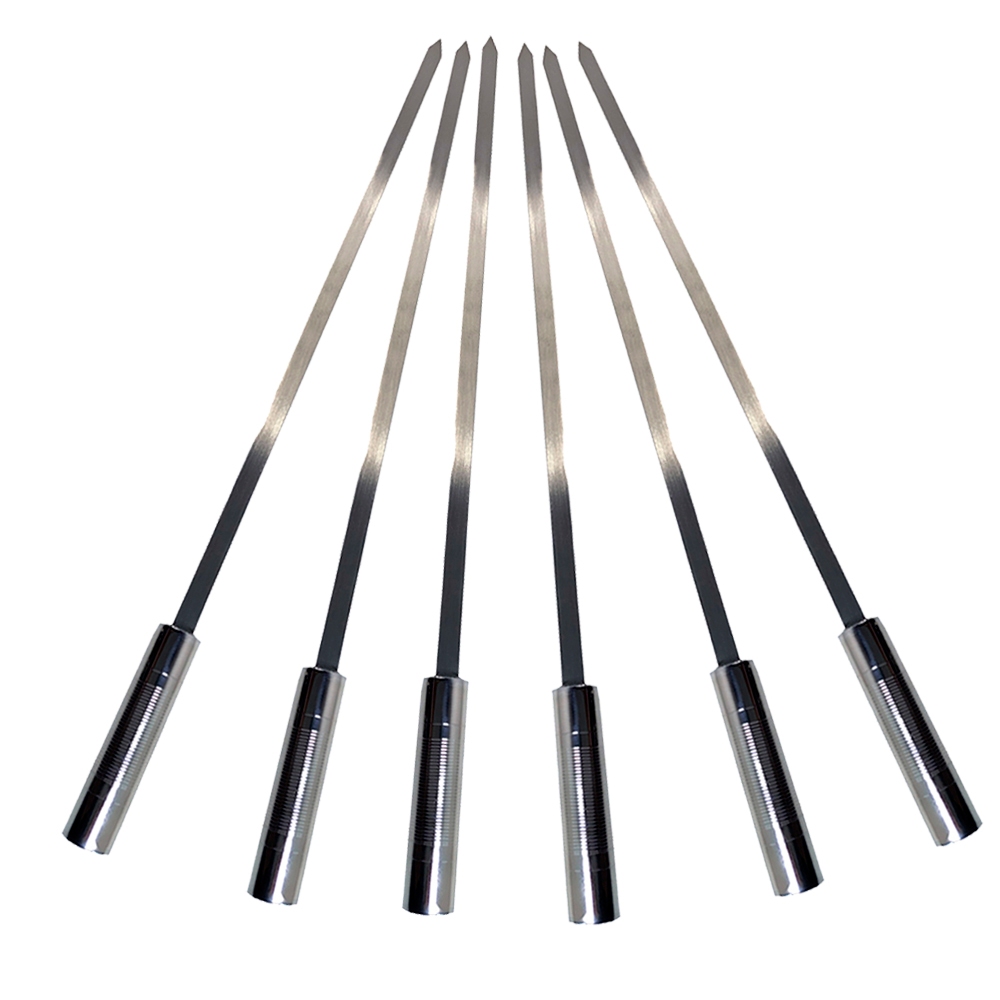 Kit Espetos de Aço Inox 304 Para Churrasco Perfeito 83cm Estilo Lança