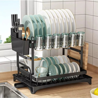Escorredor De Louças 12 Pratos Organizador Preto Aço Inoxidável Rack Cozinha Pia 2 Andares Suspenso em Oferta na Shopee