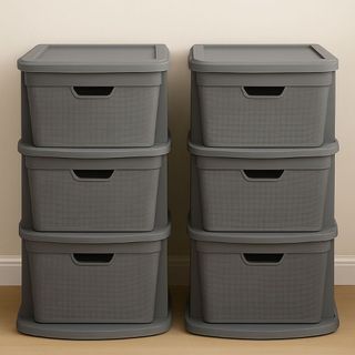 Kit 2 Gaveteiro Organizador Grande de Chão 15 Litros com 3 Gavetas em Plástico Juta Para Casa