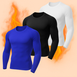 Kit 3 Blusas Segunda Pele UV Proteção Frio Academia Corrida em Oferta na Shopee