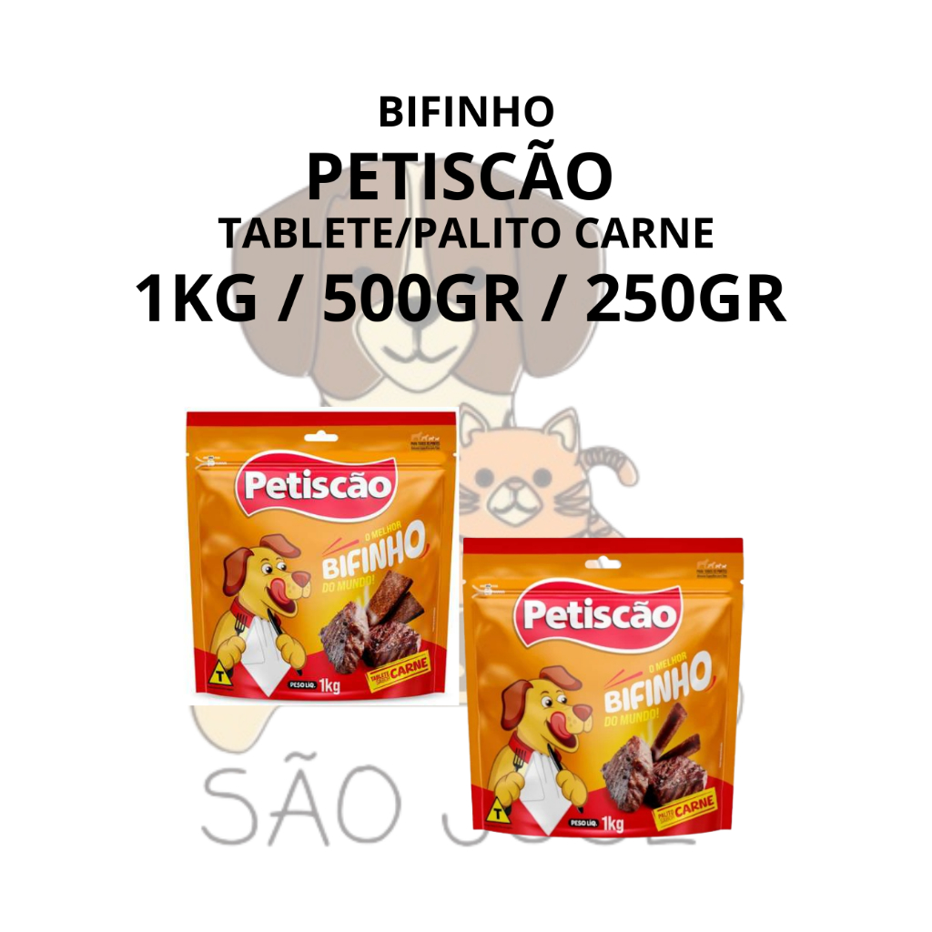BIFINHO PETISCÃO - TABLETE OU PALITO - 1KG/500G/250G SABOR CARNE PROMOÇÃO