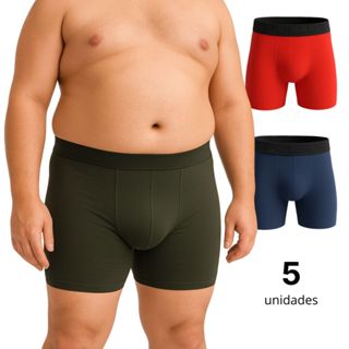 Kit Cuecas Boxer Plus Size Masculina em Microfibra Lisa em Oferta na Shopee