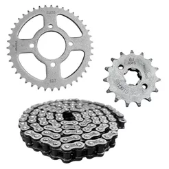 Kit Transmissão Relação Completo Corrente Coroa Pinhão Aço 1045 P/Moto Gsr 150i 2011 2012 Até 2016