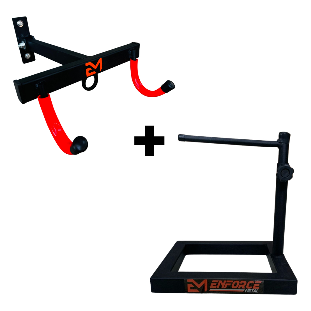 Kit Ciclismo - Suporte de Bicicleta de Parede + Cavalete Manutenção/Limpeza de Bicicleta Ajustável