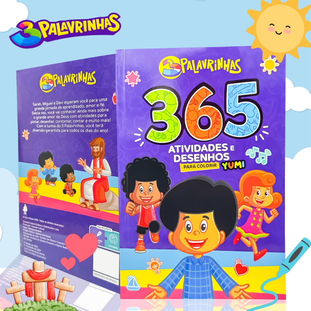 Livro Infantil 365 Atividades E Desenhos 3 Palavrinhas Caderno De Desenhos Colorir Pintura Oficial em Oferta na Shopee